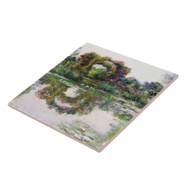 Vintage Flowering Arches Giverny Claude Monet Post Tile (Side)