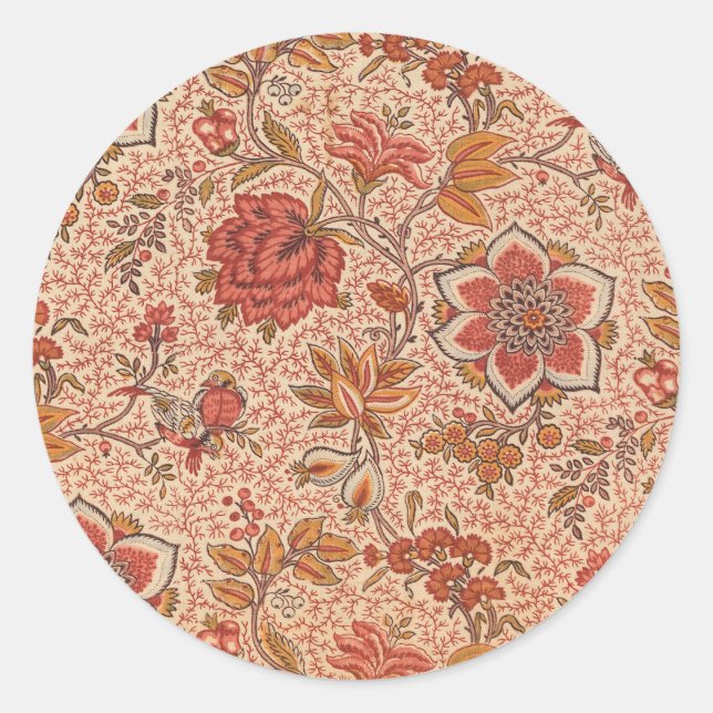 Vintage Flowering Vine Botanical Print Classic Round Sticker (Front)