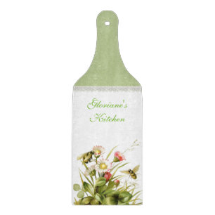 Vintage Flowers and Bees Glass Cutting Board