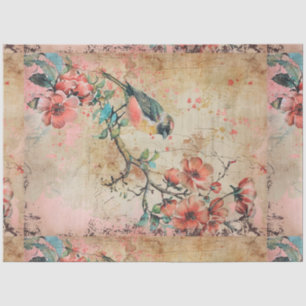Vintage Flowers and Birds Decoupage Tissue Paper