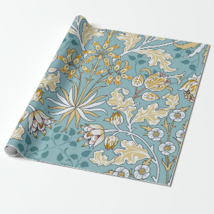 Vintage flowers and foliage seamless pattern on li wrapping paper