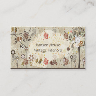 Vintage Flowers and Leaves Business Card