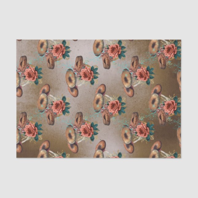 Vintage Flowers and Mushrooms Tissue Paper (Front)