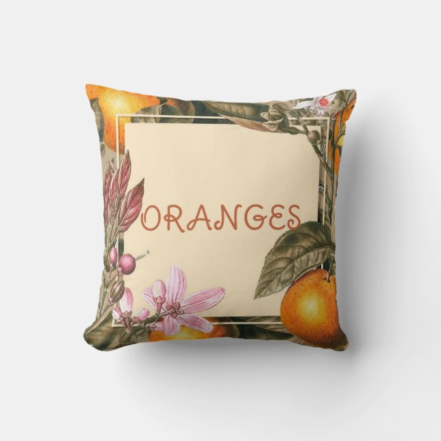 Vintage Flowers and Oranges Cushion (Front)