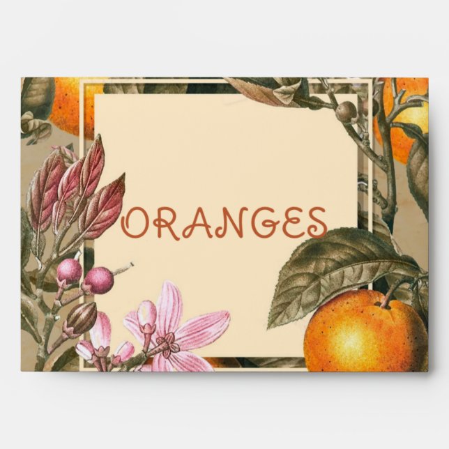 Vintage Flowers and Oranges Envelope (Front)