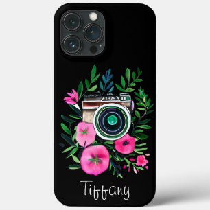 Vintage Flowers and Retro Camera Personalised iPhone 13 Pro Max Case