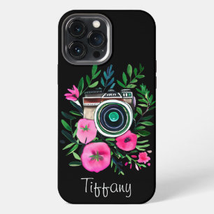 Vintage Flowers and Retro Camera Personalised iPhone 13 Pro Max Case