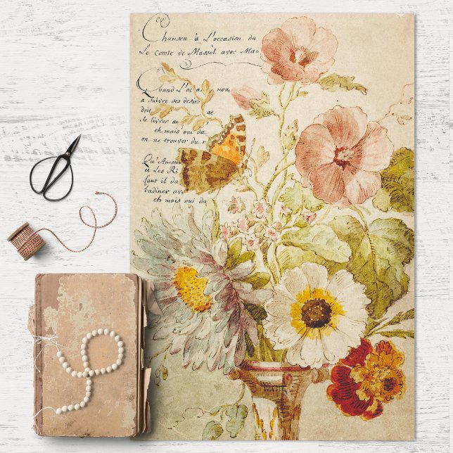 Vintage Flowers and Vase Decoupage Tissue Paper (Creator Uploaded)