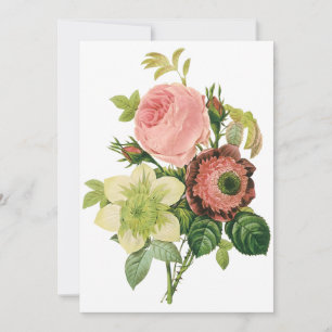 Vintage Flowers, Anemone Roses Clematis by Redoute