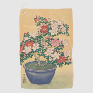 Vintage Flowers Azalea Japanese Painting Golf Towel
