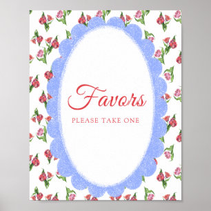 Vintage Flowers Baby shower Favours Poster