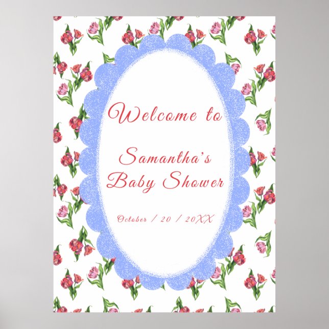 Vintage flowers Baby shower Welcome Poster (Front)