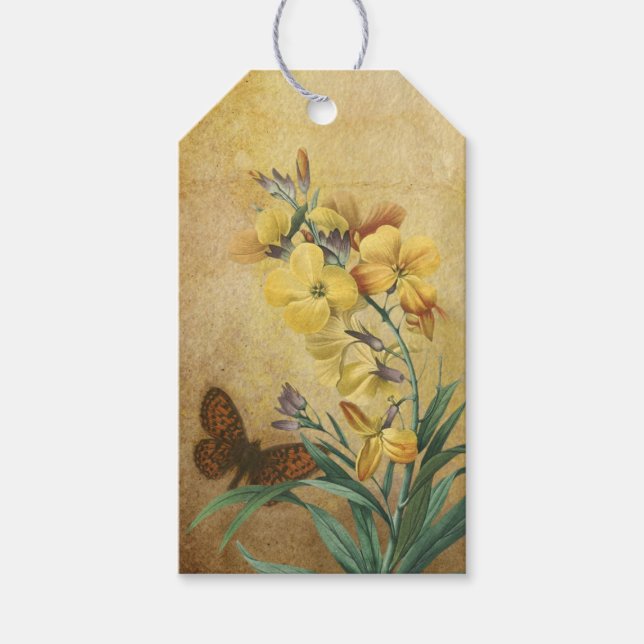 Vintage Flowers & Butterfly Gift Tags (Front)