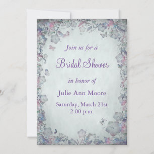 Vintage Flowers & Butterfly's Bridal Shower Invitation