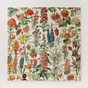 Vintage Flowers by Adolphe Millot Jigsaw Puzzle