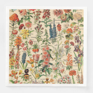 Vintage Flowers by Adolphe Millot Napkin