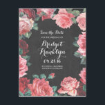 vintage flowers chalkboard save the date announcement postcard<br><div class="desc">vintage floral chalkboard save the date postcards</div>