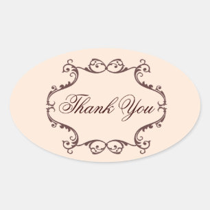 vintage flowers chandelier wedding thank you oval sticker