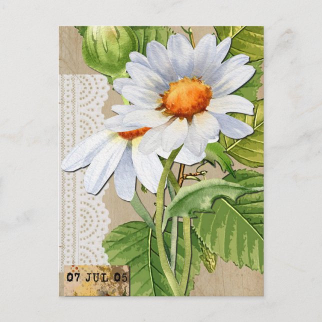 Vintage Flowers Collage Postcard (Front)