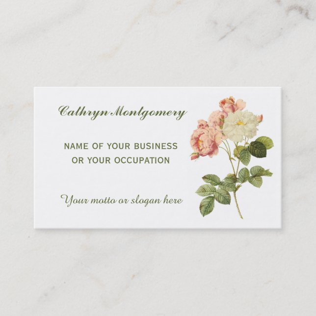 Vintage Flowers custom business cards (Front)
