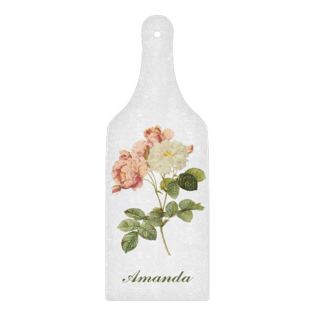 Vintage Flowers custom monogram cutting board 2 (Front)