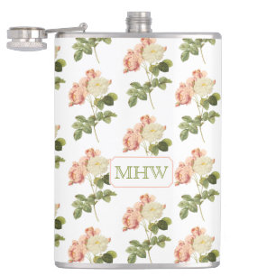 Vintage Flowers custom monogram flasks 2
