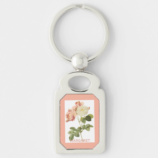 Vintage Flowers custom monogram key chain 2 B (Front)