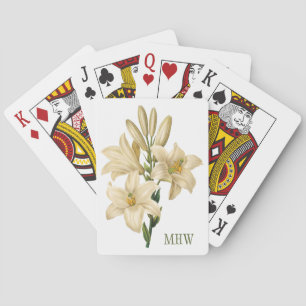Vintage Flowers custom monogram playing cards 1