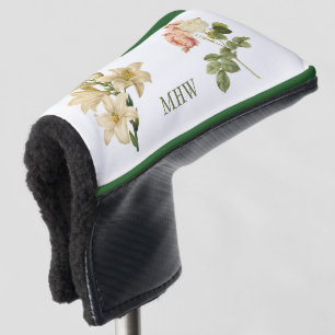 Vintage Flowers custom monogram putter cover