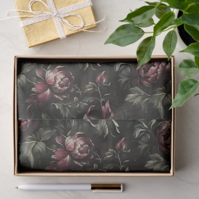 Vintage Flowers Dark Purple Fine Art Decoupage Tissue Paper (Gift)