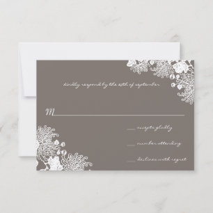 Vintage Flowers Driftwood Grey Wedding RSVP Card