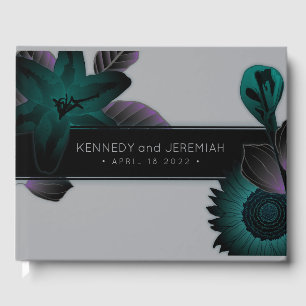 vintage flowers elegant wedding guest book