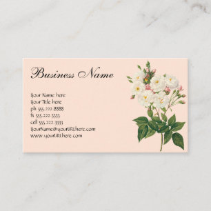 Vintage Flowers Floral Blush Noisette Rose Redoute Business Card