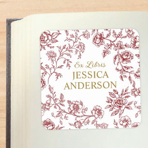 Vintage Flowers Floral Ex Libris Bookplate Sticker