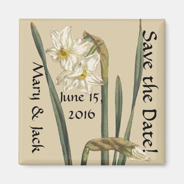Vintage Flowers Floral Save the Date Magnet (Front)