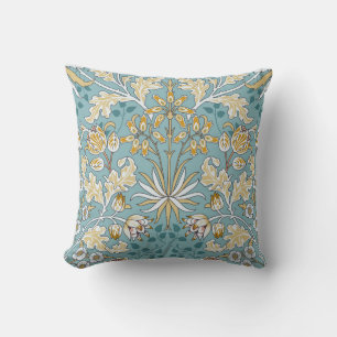 Vintage flowers, foliage seamless light blue patte cushion