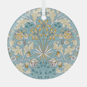 Vintage flowers, foliage seamless light blue patte glass tree decoration