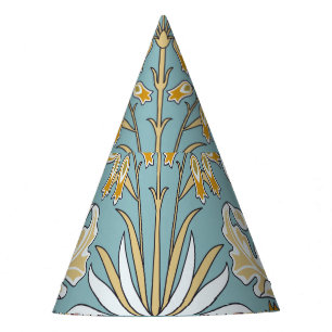 Vintage flowers, foliage seamless light blue patte party hat