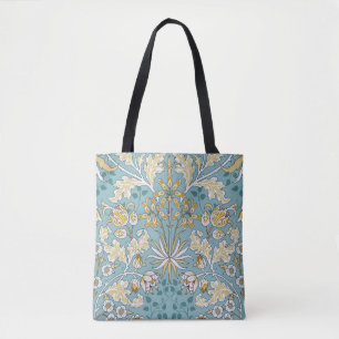 Vintage flowers, foliage seamless light blue patte tote bag