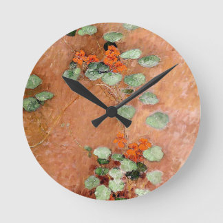 vintage flowers G. Caillebotte Nasturces Round Clock
