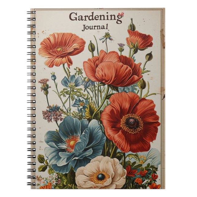 Vintage Flowers Gardening Notebook (Front)