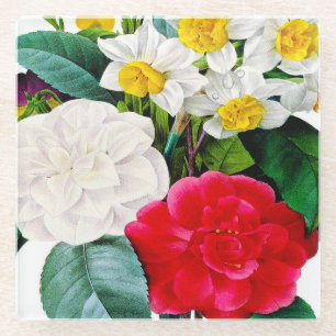 Vintage Flowers Glass Coaster