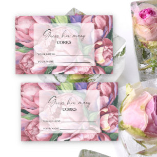 Vintage flowers, guess how many CORKS bridal game Enclosure Card