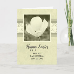 Vintage Flowers Happy Easter Daughter Son in Law Holiday Card