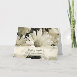 Vintage Flowers Happy Easter Friend and His Wife Holiday Card