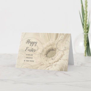 Vintage Flowers Happy Easter Friend & His Wife Holiday Card