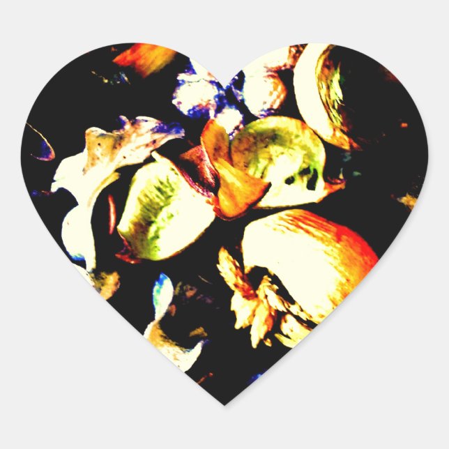 Vintage Flowers Heart Sticker (Front)