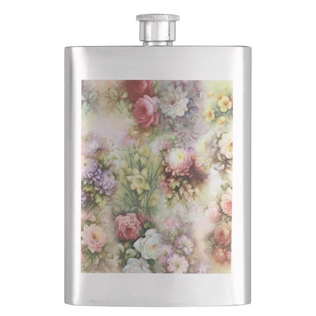 Vintage Flowers Hip Flask (Front)