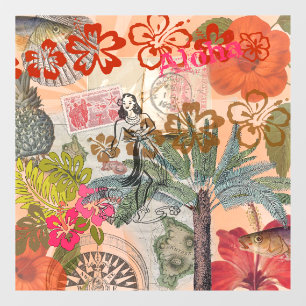Vintage Flowers Hula Colourful Hawaiian Tropical