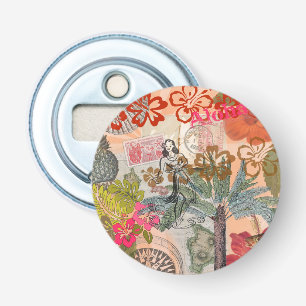 Vintage Flowers Hula Colourful Hawaiian Tropical Bottle Opener